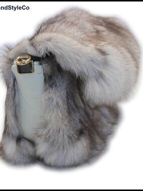 Genuine Fox Fur Flap Shoulder Bag Metal Leather Woven Strap Winter Purse